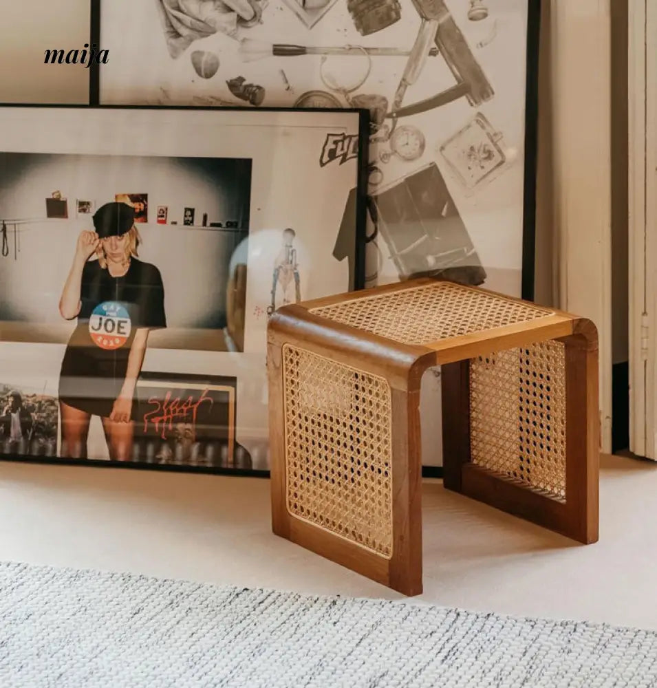 Rattan Wooden Square Stool from maija