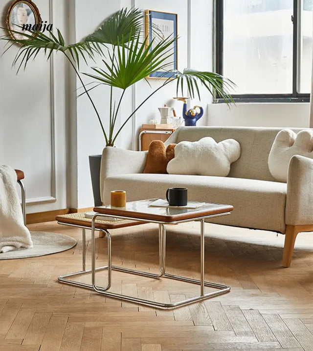 Retro Classic Rattan Glass Nested Tables from maija