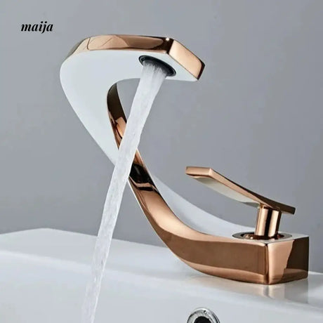 Creative Curve Copper Basin Faucet from Kaiyashi