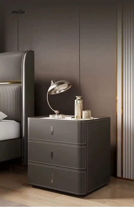 Matteo Leather Wrapped Bedside Table from maija
