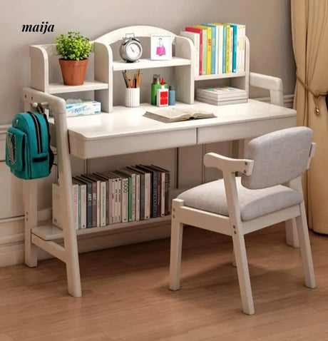 Luna Nordic Solid Wood Desk with Bookshelf from maija