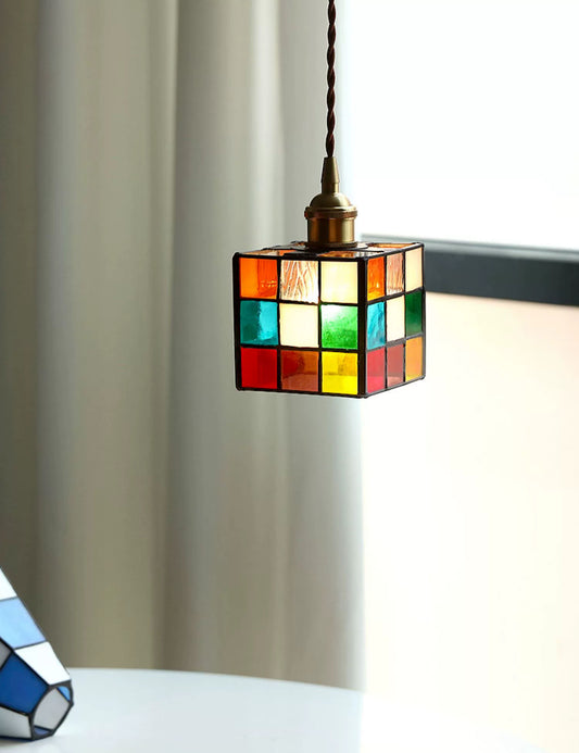 Stained Glass Rubik Glass Pendant Light from maija