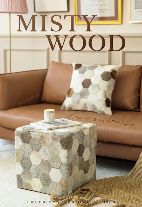 MISTYWOOD Hexagonal Cow Silk Makeup Stool from MISTYWOOD