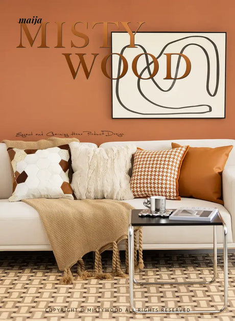 MISTYWOOD Modern Minimalist Leather Orange Pillow from MISTYWOOD