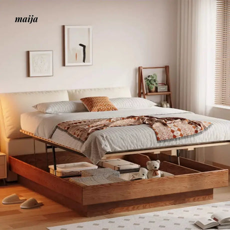 Lifting Solid Wood Bed with Storage from maija