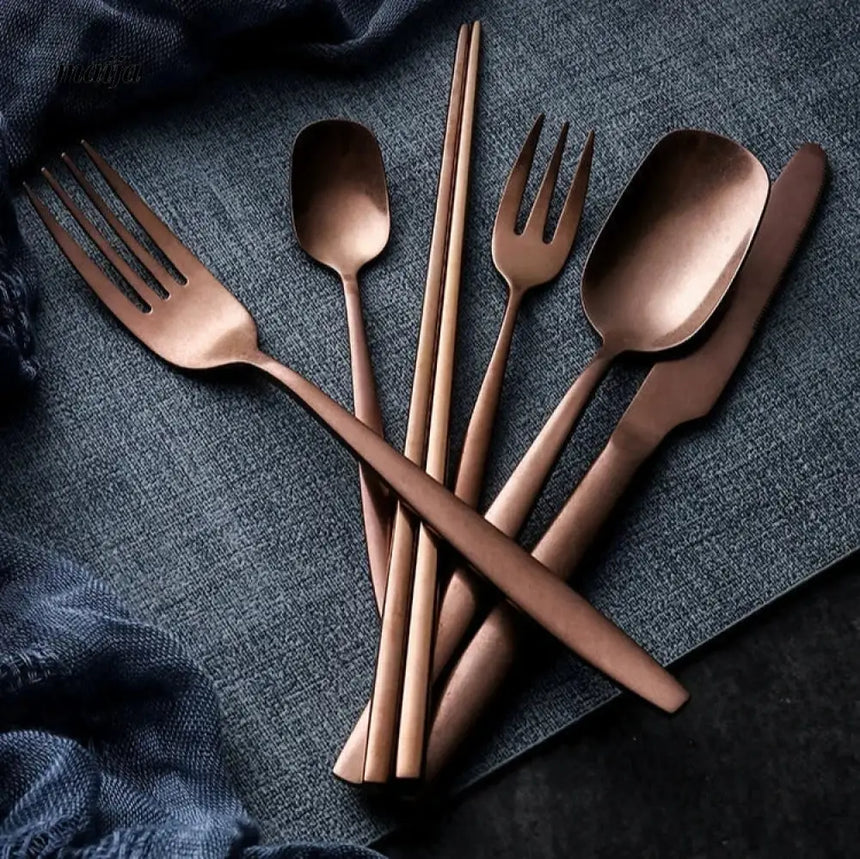 Bronze Steak Knife and Fork Set from maija