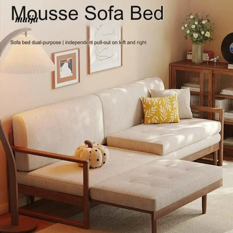 Retro Solid Wood Extendable Sofa Bed from AI