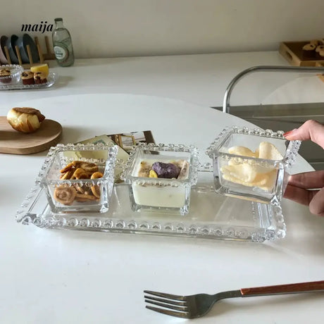 BANKE Love Heart Glass Dessert Plate Set from BANKE
