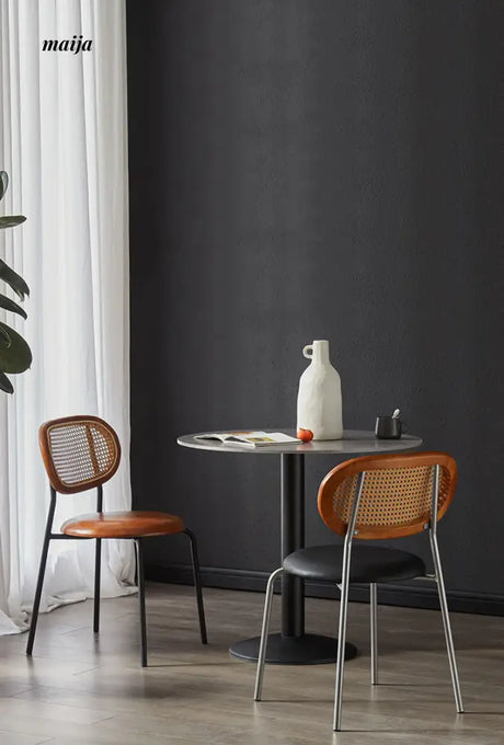Evie Leather Rattan Dining Chair from Ouqi