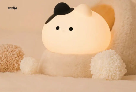 MUID Squeezy White Cat With Black Spot Night Lamp from MUID