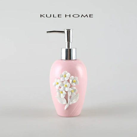 KULE HOME Sticky Flower Ceramic Hand Sanitizer and Lotion Container from KULE HOME
