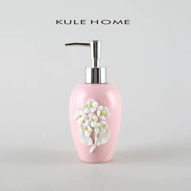 KULE HOME Sticky Flower Ceramic Hand Sanitizer and Lotion Container from KULE HOME