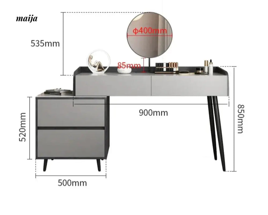 MEIHOUSE Telescopic Scandinavian Dressing Table Modern Bedroom Storage from MEIHOUSE