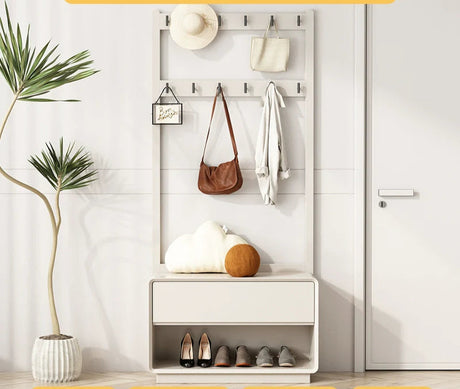 LINYUE Lila Minimalist Wooden Hanger with Shoe Shelf from LINYUE
