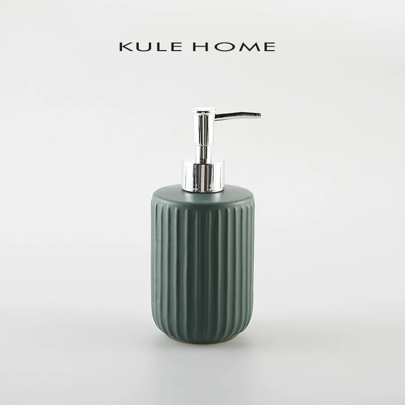 KULE HOME Stripe Ceramic Lotion and Hand Soap Bottle from KULE HOME