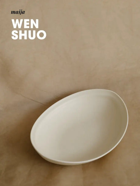 WENSHUO Cream Oval Ceramic Plate from WENSHUO