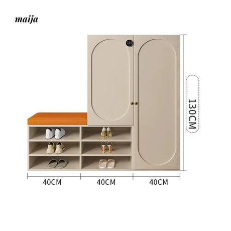 MEIHOUSE Cream Shoe Cabinet with Password Lock Entryway Storage Bench from MEIHOUSE