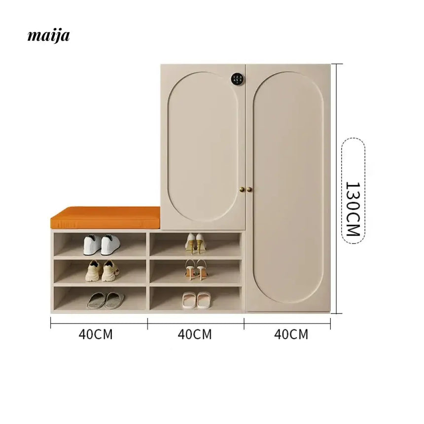 MEIHOUSE Cream Shoe Cabinet with Password Lock Entryway Storage Bench from MEIHOUSE
