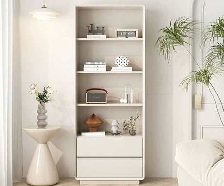 LINYUE Evelyn Solid Wood Cream Glass Door Bookcase from LINYUE
