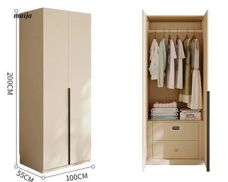 MEIHOUSE Cream Bedroom Wardrobe Flat Door Storage Cabinet from MEIHOUSE