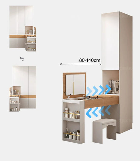AIWO Lucille European Pine Cream Wardrobe with Dressing Table from AIWO