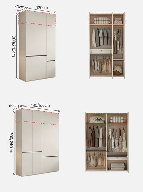 AIWO Delphine French Cream Wardrobe with Elegant Glass Storage from AIWO