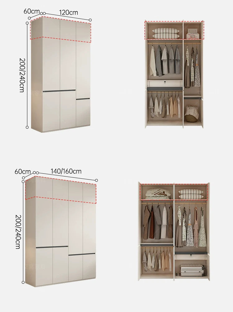 AIWO Delphine French Cream Wardrobe with Elegant Glass Storage from AIWO