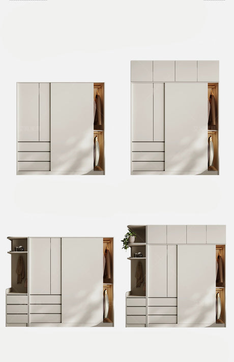 AIWO Lisette Compact Cream Sliding Door Wardrobe for Bedrooms from AIWO