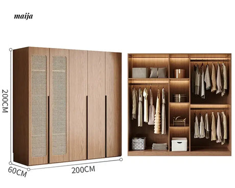 MEIHOUSE Medieval Rattan Glass Door Bedroom Wardrobe Modern Storage from MEIHOUSE