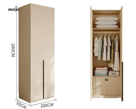 MEIHOUSE Cream Bedroom Wardrobe Flat Door Storage Cabinet from MEIHOUSE