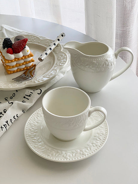 YASUKI Marcellus Elegant Floral Design Ceramic Milk Pot from YASUKI
