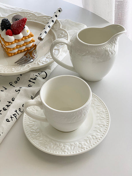 YASUKI Marcellus Elegant Floral Design Ceramic Milk Pot from YASUKI