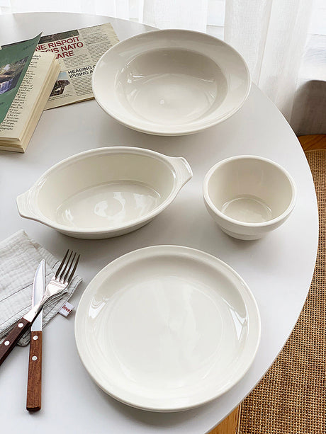 YASUKI Chenhao Minimalist INS Texture White Ceramic Bowl from YASUKI