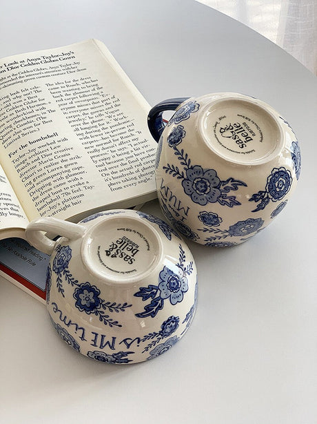 YASUKI Benjamin Elegant Blue-and-White Ceramic Coffee Cup from YASUKI