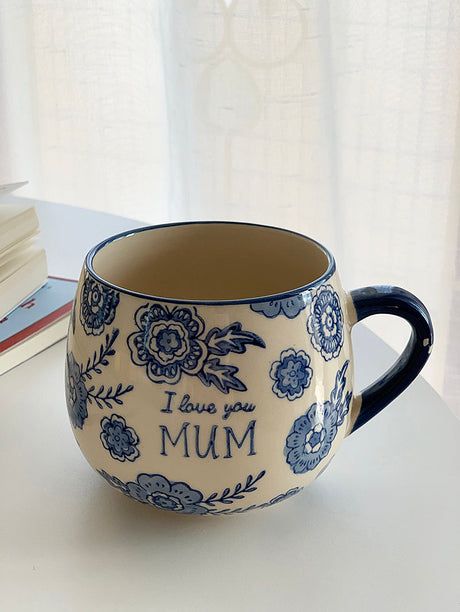 YASUKI Benjamin Elegant Blue-and-White Ceramic Coffee Cup from YASUKI