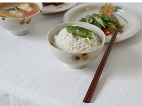 KAWATANI Japanese Ceramic Persimmon Gray Rice Bowl from kawatani