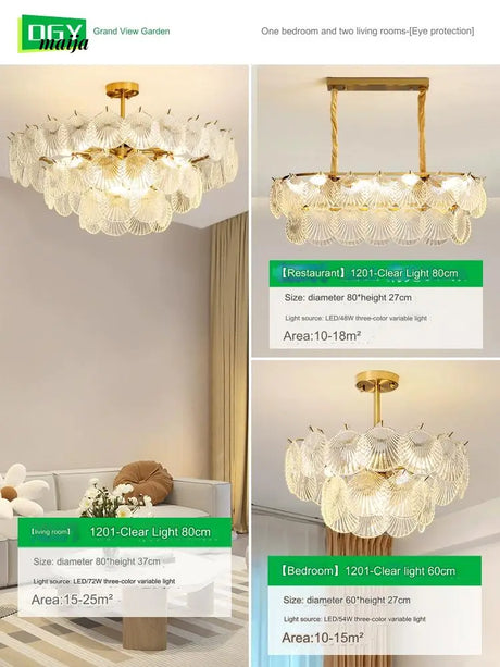 GVG Crystal Scallop Shell Ceiling Lamp from Kaiyashi