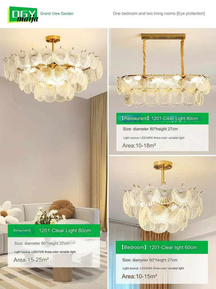 GVG Crystal Scallop Shell Ceiling Lamp from Kaiyashi