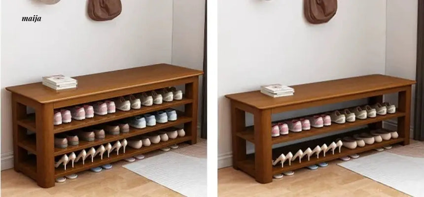 Evergreen Solid Wood Shoe Stool from maija