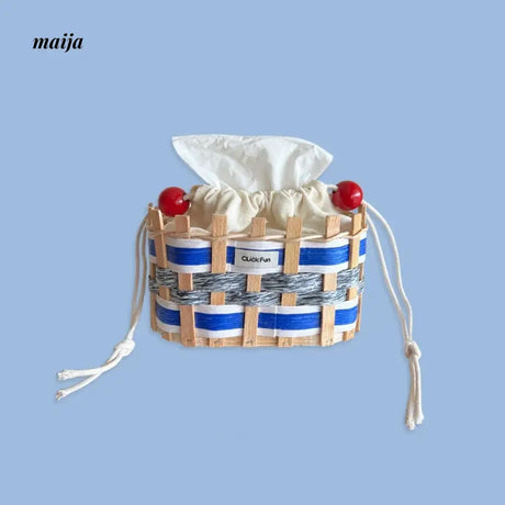 CLICK Colorful Woven Tissue Storage Basket with Drawstring from CLICK