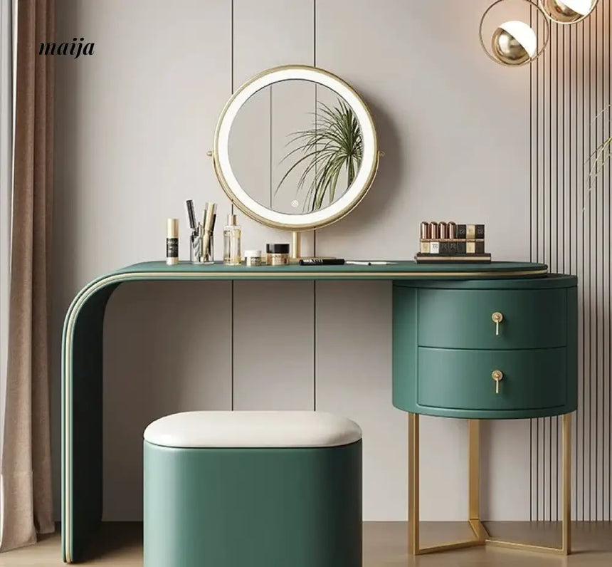 Ashleigh Simple Modern Dressing Table with Integrated Storage Cabinet from maija