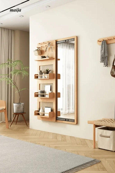ALING Slideable Solid Wood Rack Plus Full Length Mirror from maija