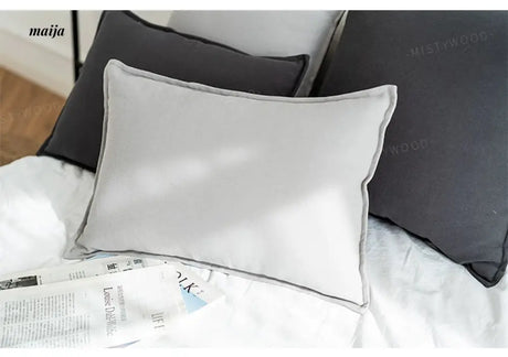 MISTYWOOD White Cotton Pillowcase with Green Accents from MISTYWOOD