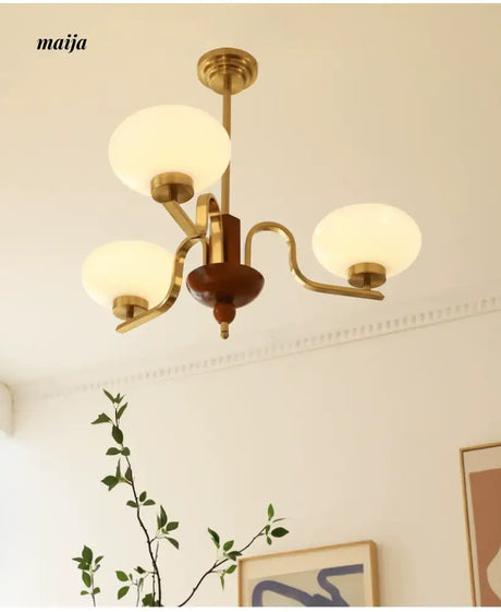 NANCY Teak Chandelier Modern Retro Glass Design from NANCY