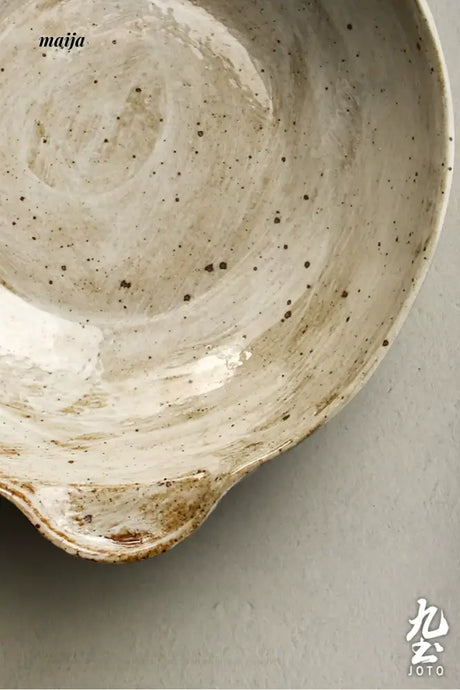 JOTO Six Color Rough Pottery Soup Bowl Handmade Retro Glazed from JOTO
