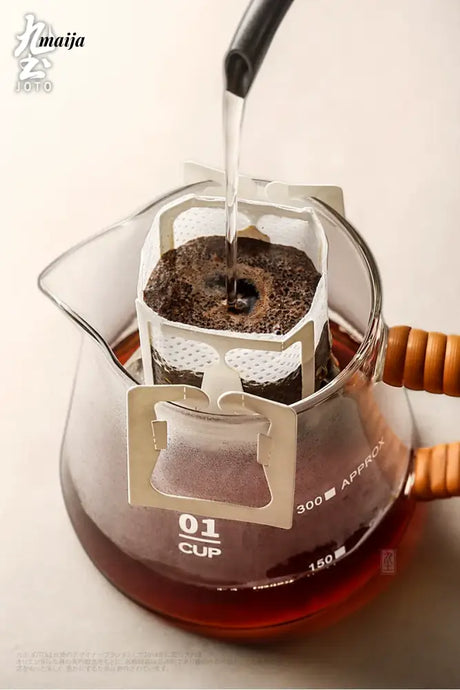 JOTO Rough Pottery Coffee Sharing Pot Wooden Lid from JOTO
