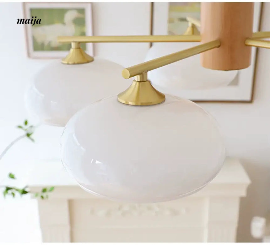 NANCY Japanese Retro Glass Chandelier Walnut Style from NANCY