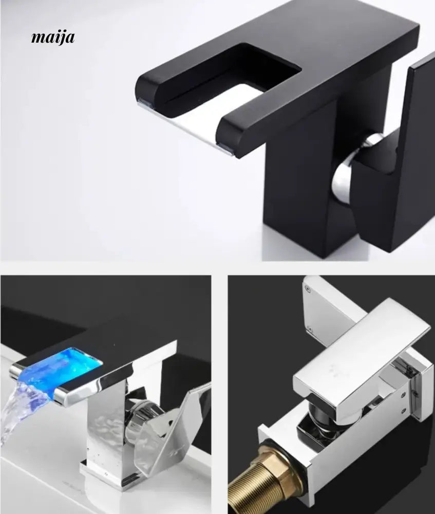 LED Colour-Changing Waterfall Temperature Basin Faucet from Kaiyashi