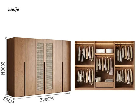 MEIHOUSE Medieval Rattan Glass Door Bedroom Wardrobe Modern Storage from MEIHOUSE