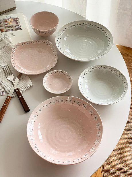 YASUKI Haruki Elegant Snowflake Ceramic Rice Bowl from YASUKI